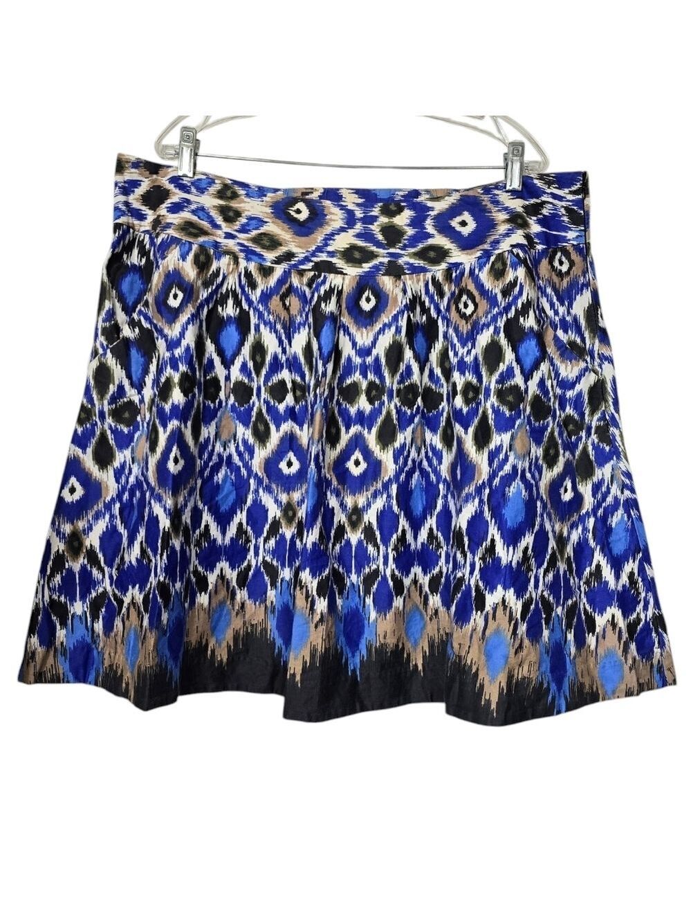 Fashion Bug Blue White Printed Side Zip Skirt 18W
